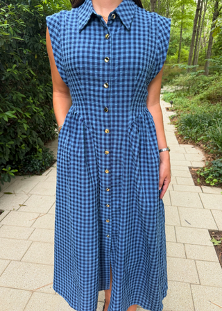 Madison Gingham Midi Dress