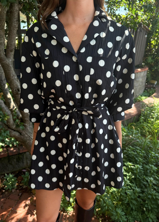 Spot On Belted Shirt Dress