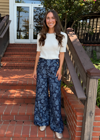 Jacquard Wide Leg Denim