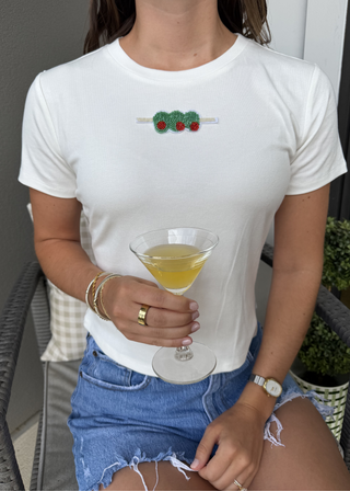 Beaded Olive Tee